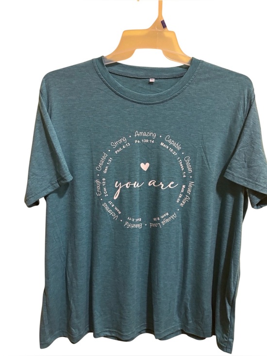 Unbranded Tops - Faith Inspirational “You Are” Short Sleeve Tee - Teal